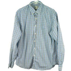 J.Crew Button Front Casual Shirt Blue & White Lg